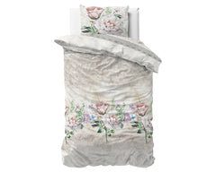 Dekbedovertrek Lovely Flower Beige 140 x 220 - 1-persoons dekbedovertrek