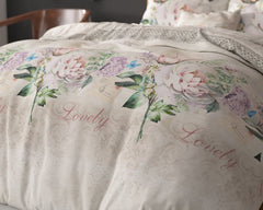 Dekbedovertrek Lovely Flower Beige 140 x 220 - 1-persoons dekbedovertrek