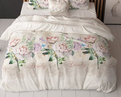 Dekbedovertrek Lovely Flower Beige 140 x 220 - 1-persoons dekbedovertrek