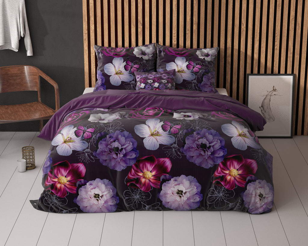 Dekbedovertrek Magic Flower Paars 140 x 220 - 1-persoons dekbedovertrek