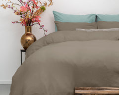 Dekbedovertrek Mousseline Taupe 140 x 220 - 1-persoons dekbedovertrek
