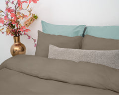 Dekbedovertrek Mousseline Taupe 140 x 220 - 1-persoons dekbedovertrek
