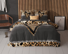 Dekbedovertrek Panter Liefde Hart Bruin 140 x 200/220 - 1-persoons dekbedovertrek