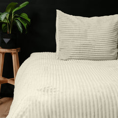 Dekbedovertrek Rib Teddy Creme 140 x 200/220 - 1-persoons dekbedovertrek
