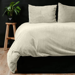 Dekbedovertrek Rib Teddy Creme 140 x 200/220 - 1-persoons dekbedovertrek