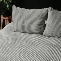 Dekbedovertrek Rib Teddy Grijs 140 x 200/220 - 1-persoons dekbedovertrek