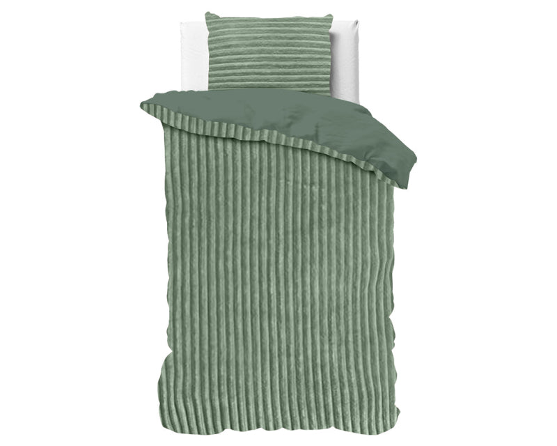Dekbedovertrek Rib Teddy Groen 140 x 200/220 - 1-persoons dekbedovertrek