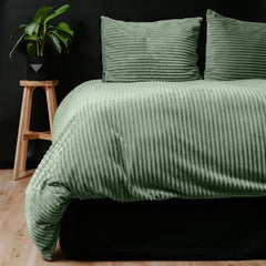 Dekbedovertrek Rib Teddy Groen 140 x 200/220 - 1-persoons dekbedovertrek