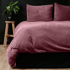 Dekbedovertrek Rib Teddy Oud Roze 140 x 200/220 - 1-persoons dekbedovertrek