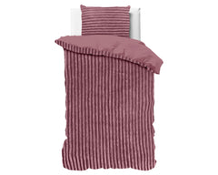Dekbedovertrek Rib Teddy Oud Roze 140 x 200/220 - 1-persoons dekbedovertrek