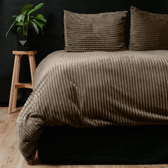 Dekbedovertrek Rib Teddy Taupe 140 x 200/220