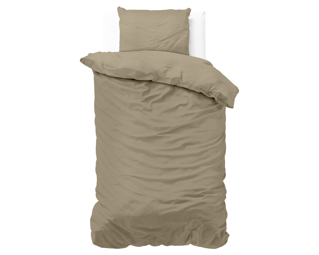 Dekbedovertrek Satin Point Taupe 140 x 220 - 1-persoons dekbedovertrek