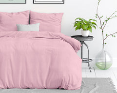 Dekbedovertrek Stonewashed Roze 140 x 220 - 1-persoons dekbedovertrek