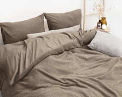 Dekbedovertrek Teddy Katoen Diep Taupe 140 x 200/220 - 1-persoons dekbedovertrek