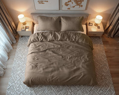 Dekbedovertrek Teddy Katoen Diep Taupe 140 x 200/220 - 1-persoons dekbedovertrek