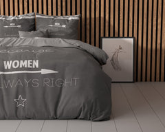Dekbedovertrek Woman always right Antraciet 240 x 200/220 - 1-persoons dekbedovertrek