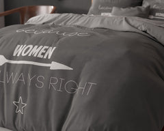 Dekbedovertrek Woman always right Antraciet 240 x 200/220 - 1-persoons dekbedovertrek