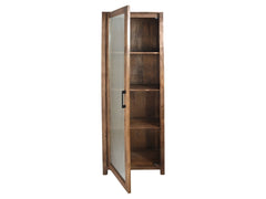 HSM Collectie-Vitrinekast 1 Deur Links-60x40x180-Natuurlijk-Mango/Glas