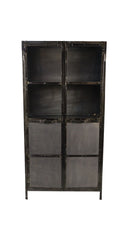 HSM-collectie Vitrinekast Brooklyn 2 Deur-90x40x180-Grijs-Metaal/Glas