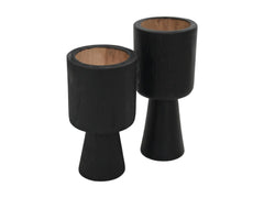 HSM-collectie-Kaarsenhouder S/2-ø8x8x15/ø8x8x17-Zwart-Teak
