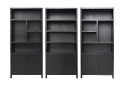 HSM-collectie Wandkast Met 5 Vakken R-100x42x215-Zwart-Teakfineer