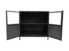 HSM-collectie Vitrinekast Brooklyn Laag 2 Deur-90x40x90-Grijs-Metaal/Glas