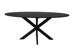 Ovale Eettafel - 180x100x76 - Zwart - Marmer/Metaal