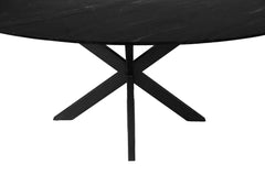 Ovale Eettafel - 180x100x76 - Zwart - Marmer/Metaal