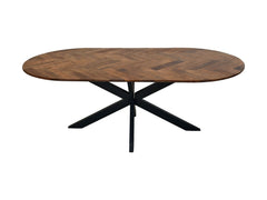 Ovale eettafel met mozaïek - 220x110x76 - Naturel/Zwart - Mango/Metaal