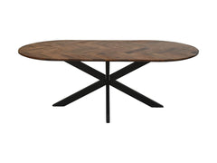 Ovale eettafel met mozaïek - 220x110x76 - Naturel/Zwart - Mango/Metaal