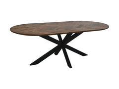 Ovale eettafel met mozaïek - 220x110x76 - Naturel/Zwart - Mango/Metaal