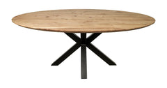 Ovale eettafel Zurich - 180x100x76 - Naturel/Zwart - Acacia/Metaal