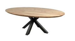 Ovale eettafel Zurich - 180x100x76 - Naturel/Zwart - Acacia/Metaal