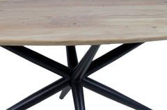 Ovale eettafel Zurich - 200x100x72 - Naturel/zwart - Acaciahout/metaal