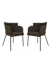HSM-collectie - Eetkamerstoel Luca S/2 - 57x60x81 - Bruin/Zwart - Stof/Metaal