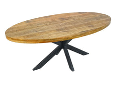 Ovale eettafel 190x100cm Eetkamertafel Liverpool massief mangohout