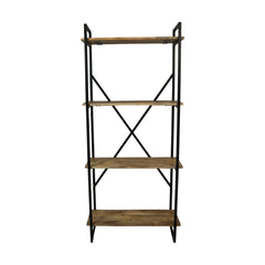 HSM-collectie-Stellingkast 4 Planken-80x35x180-Natuurlijk/Zwart-Mango/Metaal