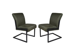 HSM-collectie - Eetkamerstoel Texas S/2 - 55x50x85 - Groen/Zwart - Leder/Metaal