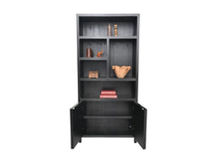HSM-collectie Wandkast Met 5 Vakken R-100x42x215-Zwart-Teakfineer