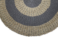 HSM-collectie Vloerkleed -ø120-Natuur/Grijs-Raffia/Zeegras