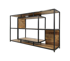 HSM-collectie - Open vakkenkast Levels - 150x35x90 - Naturel/Zwart - Mango/Metaal