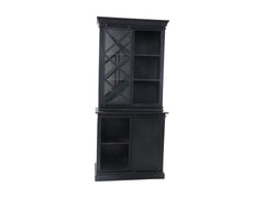HSM-collectie Vitrinekast Melbourne 2 Deur 3La-95x45x195-Zwart-Mango/Metaal