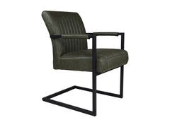 HSM-collectie - Eetkamerstoel Texas Met Arm S/2-55x50x85-Groen/Zwart-Leder/Metaal