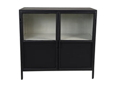 HSM-collectie Vitrinekast Bronx Laag 2 Deur-90x40x85-Zwart/Grijs-Metaal