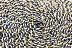 HSM-collectie Vloerkleed Malibu -ø100-Natuur/Zwart-Raffia/Zeegras