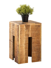 Hocker vierkant 28 x 45 x 28 cm Bloemenzuil Krukje Bloemenkruk Bijzettafel Mangohout