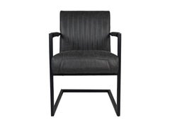 HSM-collectie - Eetkamerstoel Texas Met Arm S/2 - 55x50x85 - Grijs/Zwart - Leder/Metaal - Eetkamerstoel