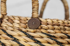 HSM-collectie Mandenset S/2-ø40x42/ø30x36-Natuur/Zwart-Waterhyacint - Opbergmand