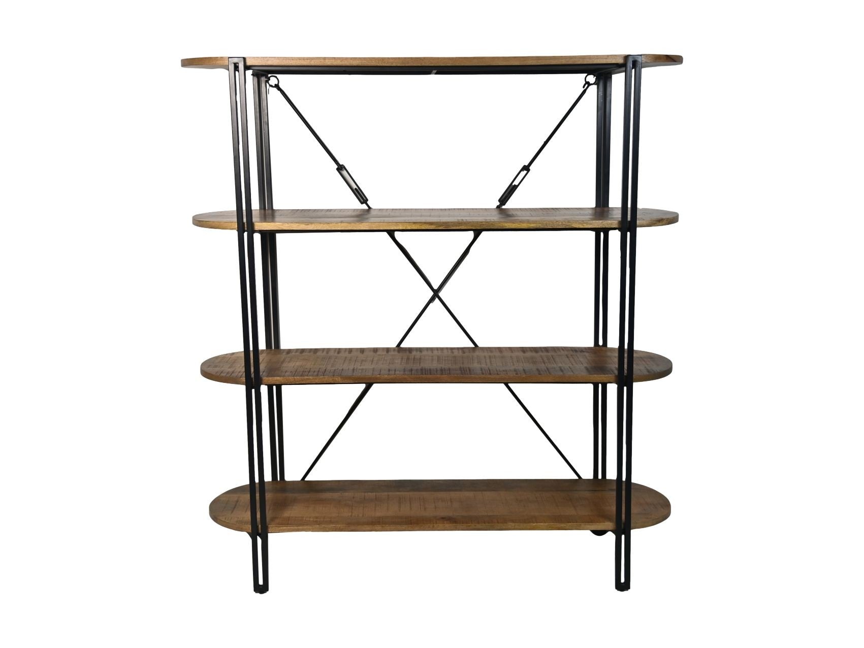 HSM-collectie Wandkast Met 4 Planken-130x39x140-Naturel/Zwart-Mango/Metaal - Vakkenkast