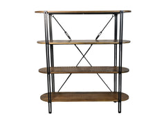 HSM-collectie Wandkast Met 4 Planken-130x39x140-Naturel/Zwart-Mango/Metaal - Vakkenkast